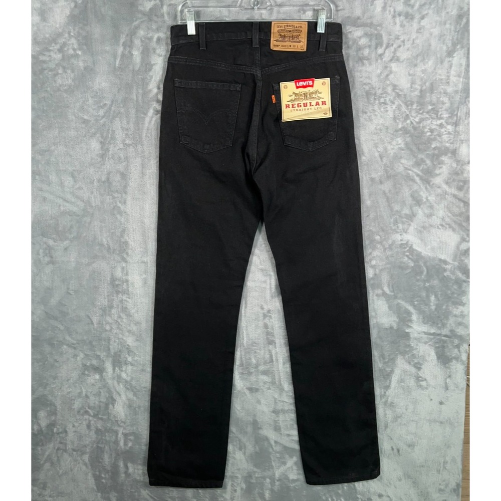 Vintage Levis 505 Jeans Mens 30x32 New Made In USA 90s Orange Tab Black Straight